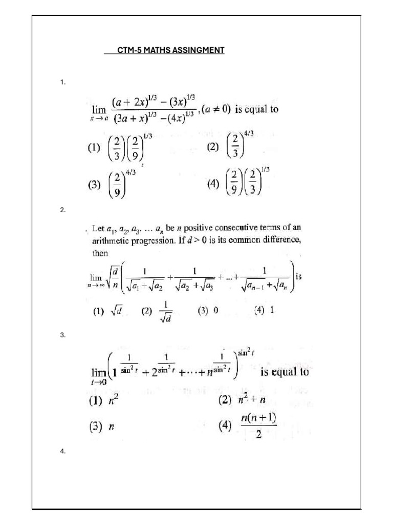 CTM-5 Maths Assignment Solutions | PDF