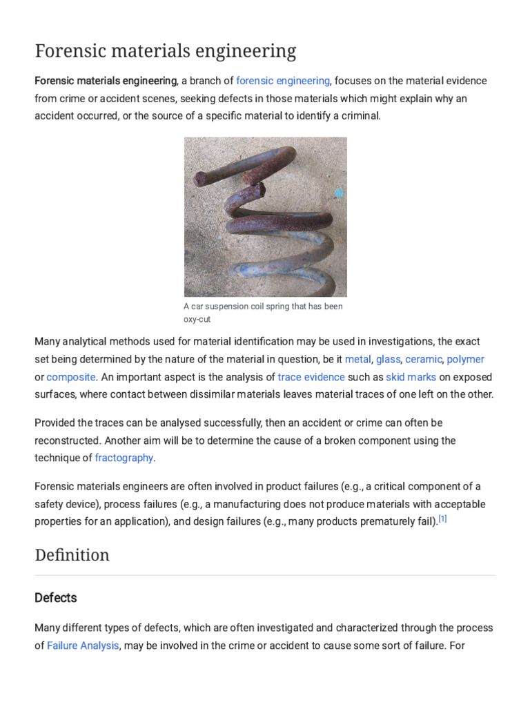 Forensic Materials Engineering Overview | PDF | Applied And ...