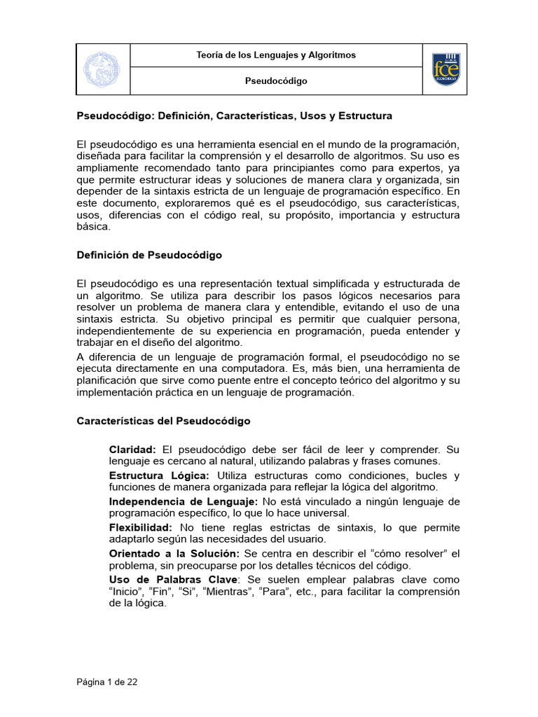 Comparación de Variables en Pseudocódigo | PDF | Algoritmos | Lenguaje ...