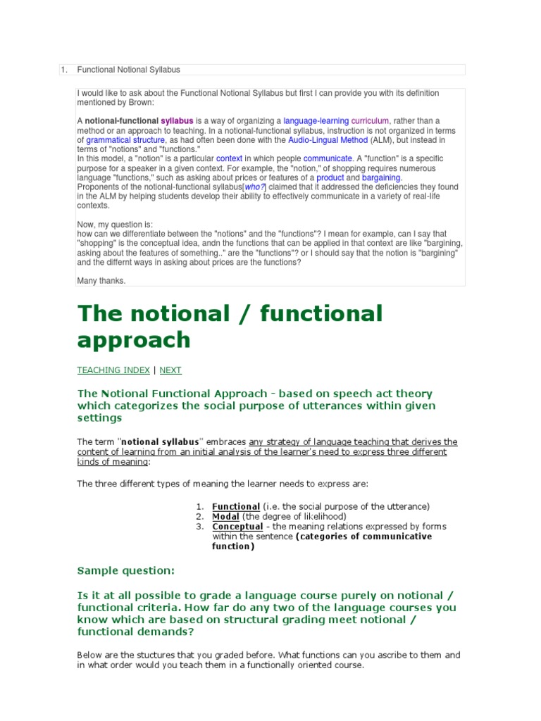 Functional Notional Syllabus Language Education