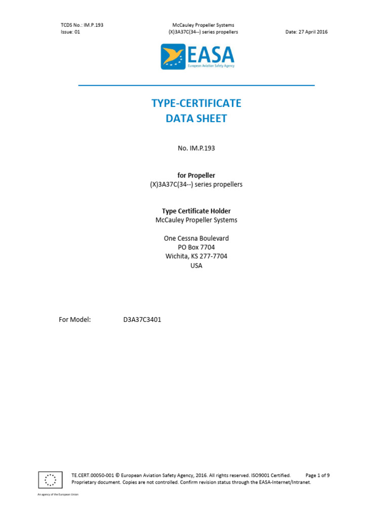 TCDS Im.p.193 - 20162704 - 1.0 | PDF | Aviation