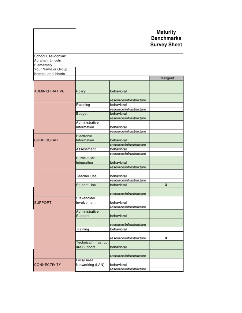 Maturity Benchmarks Survey Sheet | PDF