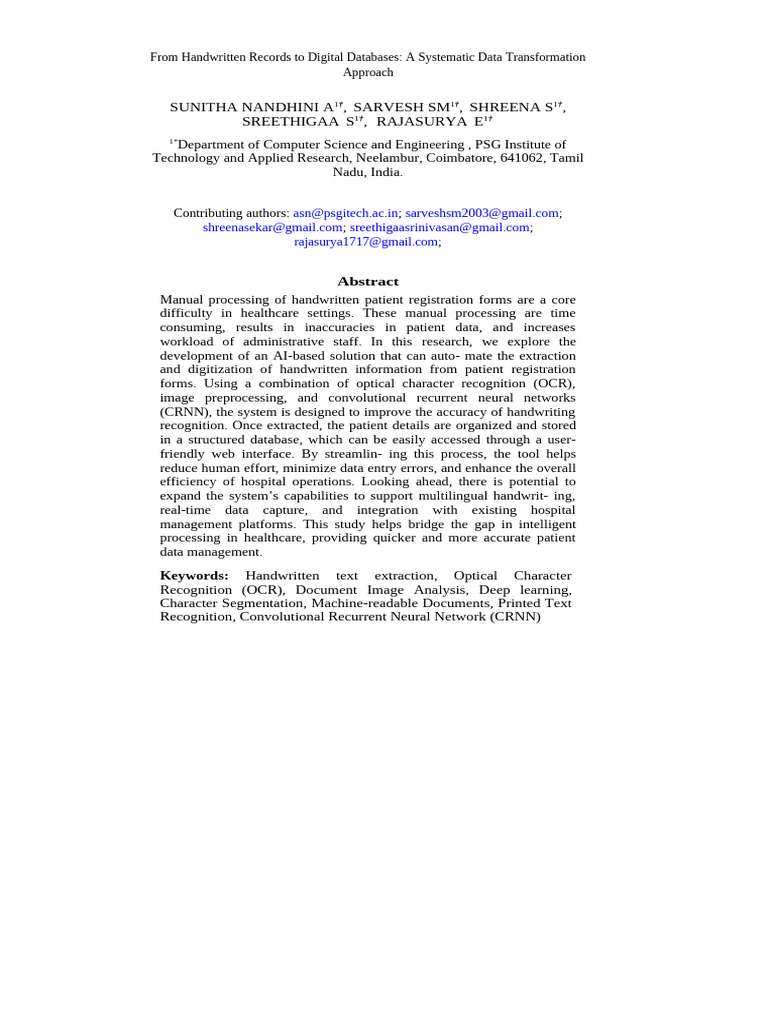 AI for Handwritten Patient Data Digitization | PDF | Optical Character ...