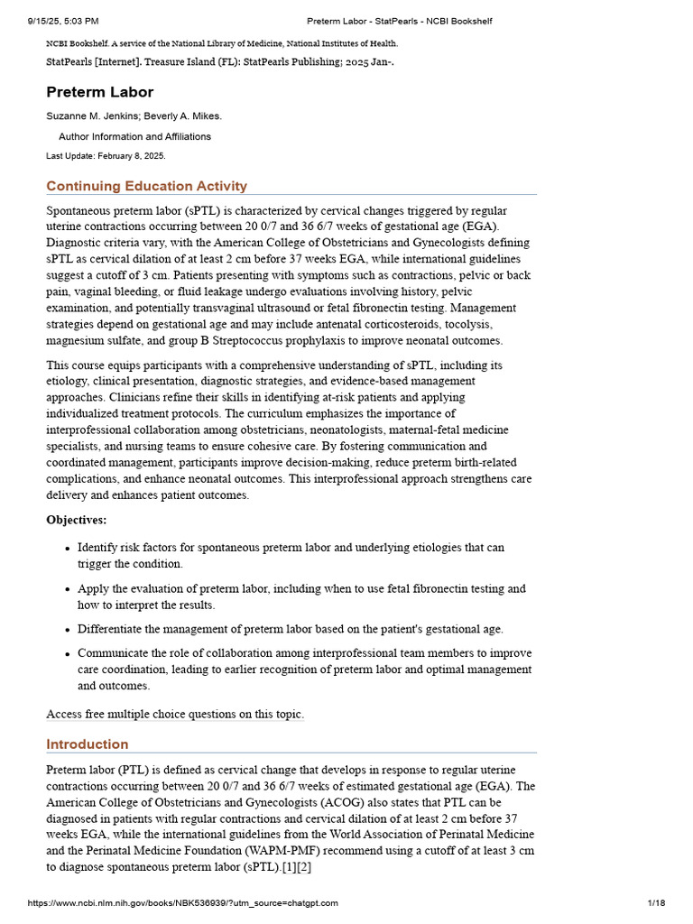 Understanding Spontaneous Preterm Labor | PDF | Preterm Birth | Childbirth