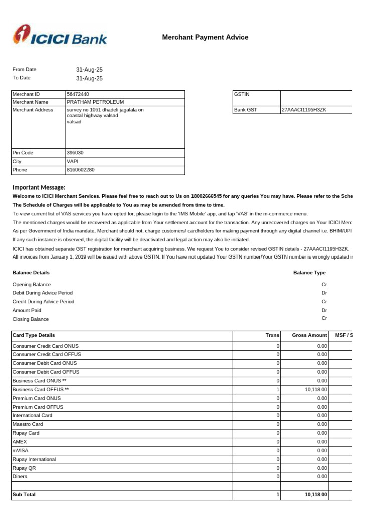 Merchant Payment Summary for Pratham | PDF | Credit Card | Debit Card