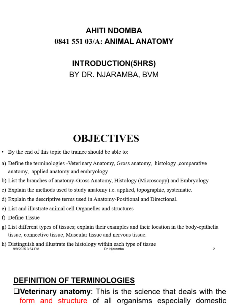 Veterinary Anatomy Overview and Concepts | PDF | Epithelium ...