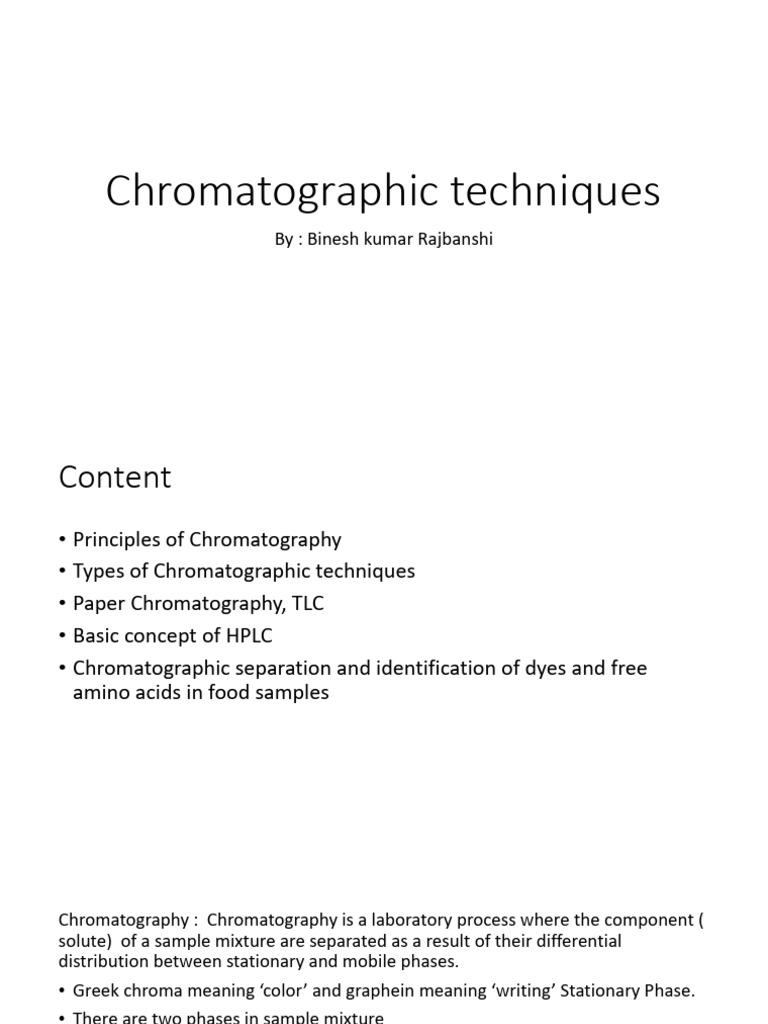 Overview of Chromatography Techniques | PDF | Chromatography | High ...