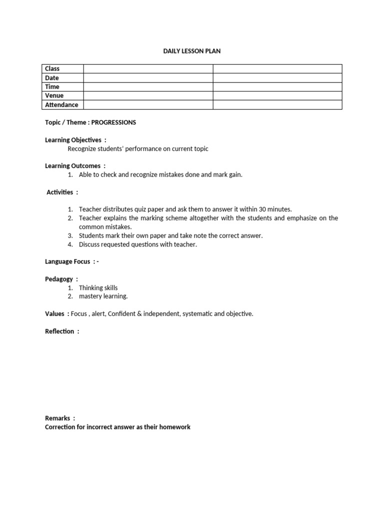 Daily Lesson Plans: Progressions & Graphs | PDF