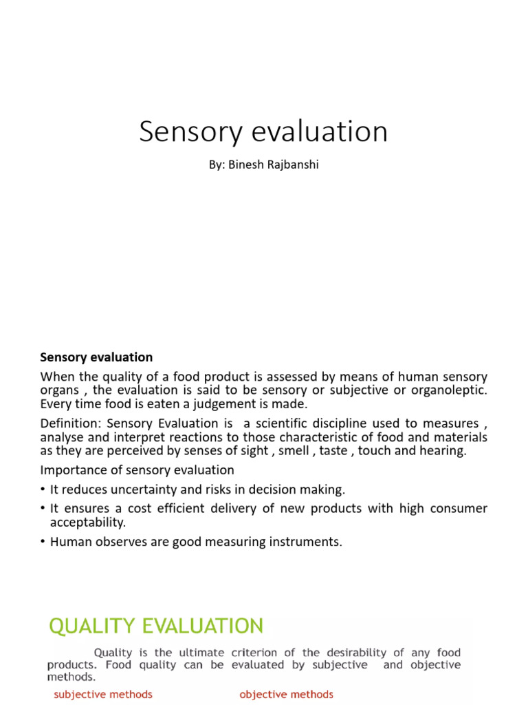 Understanding Sensory Evaluation in Food | PDF