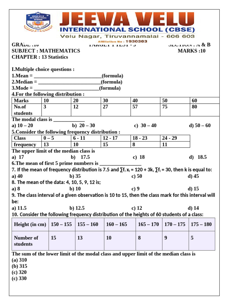 GRADE 10 Class Test | PDF
