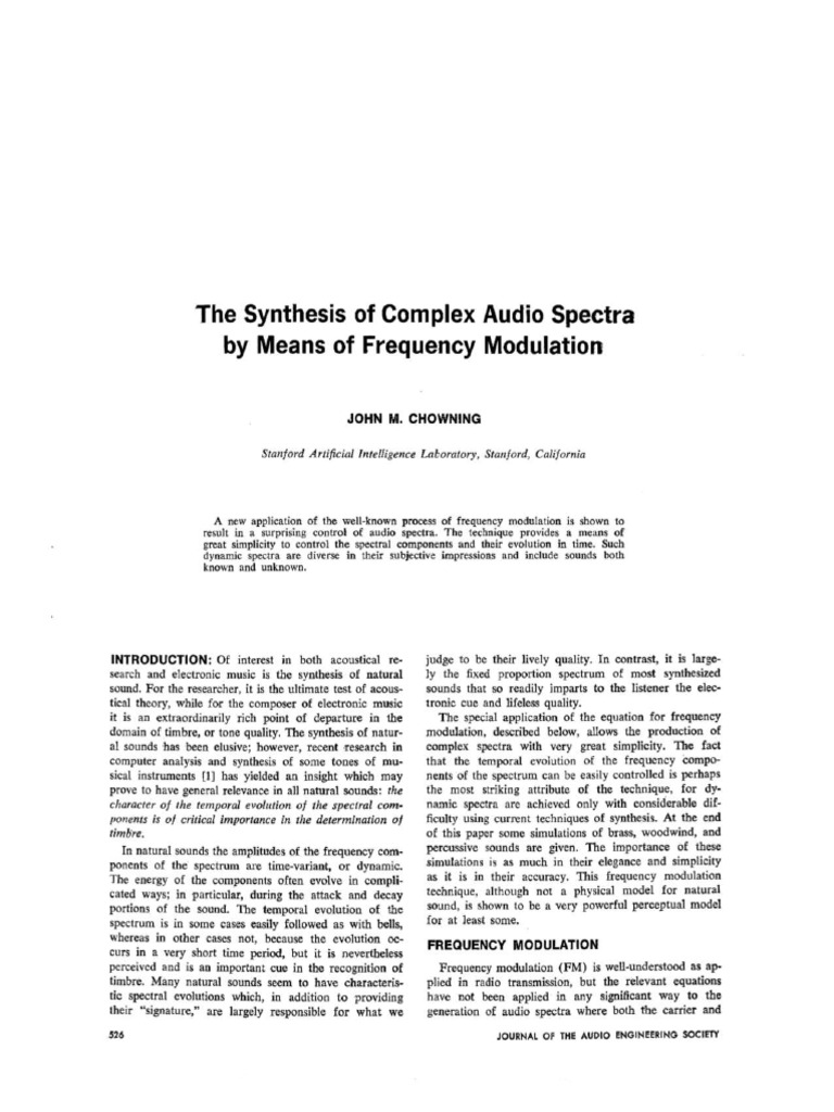 The Synthesis of Complex Audio Spectra by Means of Frequency Modulation ...