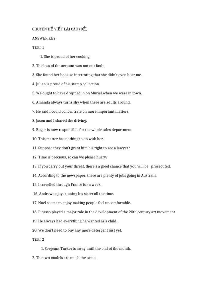 ANSWER-KEY-DỄ No Answers | PDF