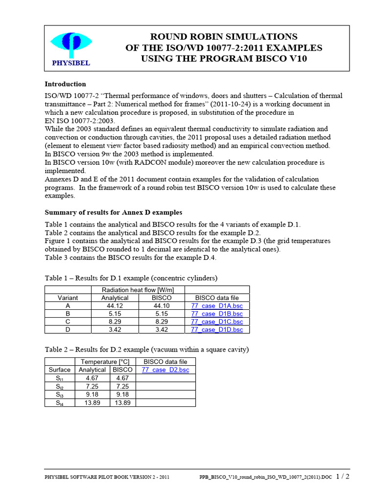 Round Robin Simulations for ISO 10077-2 | PDF | Transport Phenomena ...