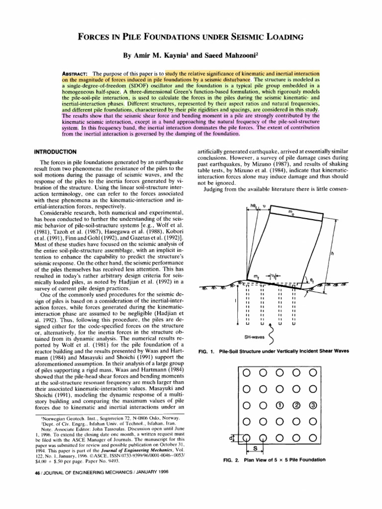 Seismic Forces in Pile Foundations | PDF | Seismology | Force