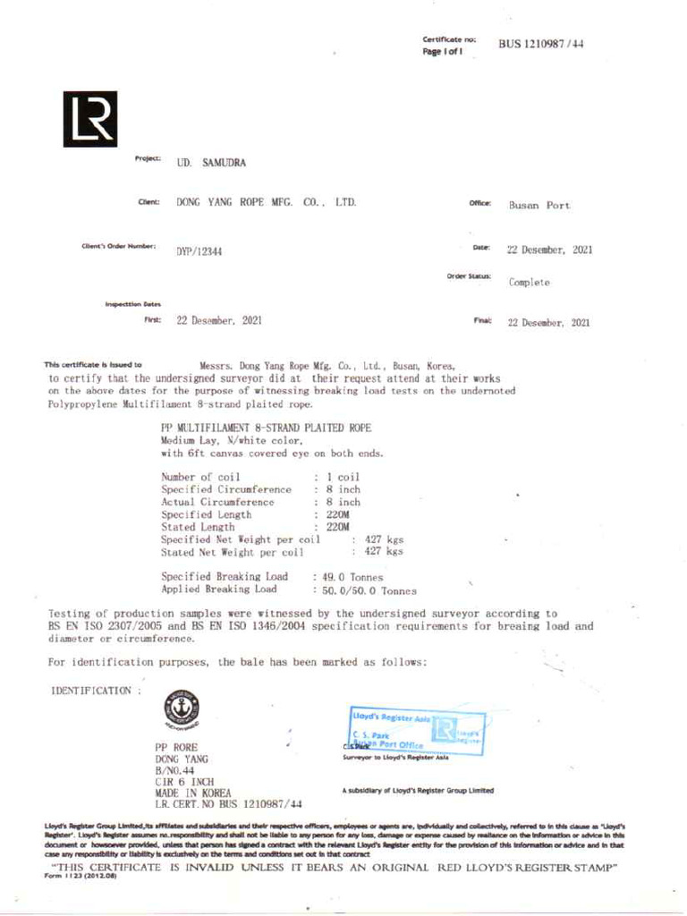 Mooring Rope 8 Iinch | PDF