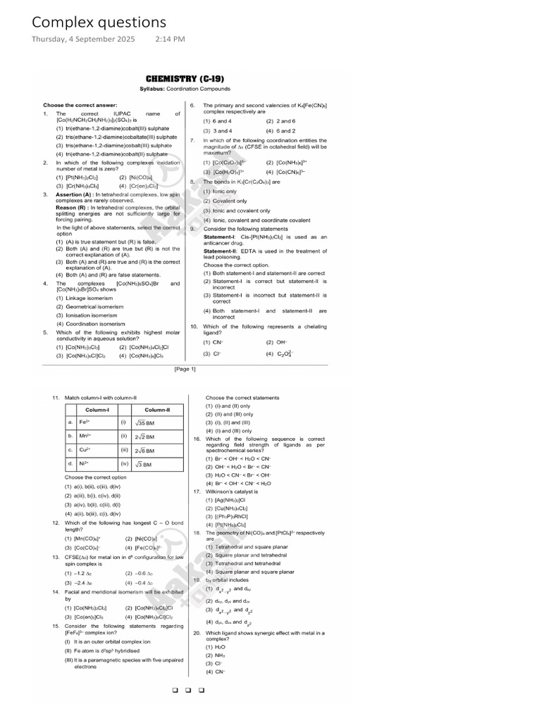 Complex Questions | PDF