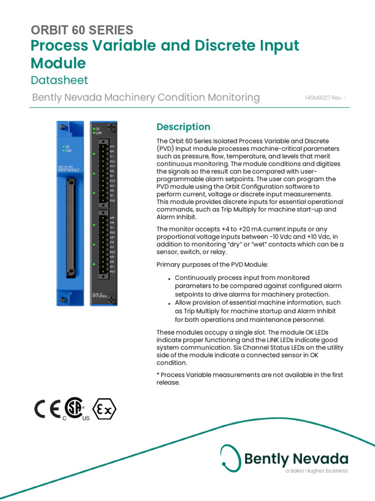 Orbit 60 PVD Module Datasheet | PDF | Relay | Sensor