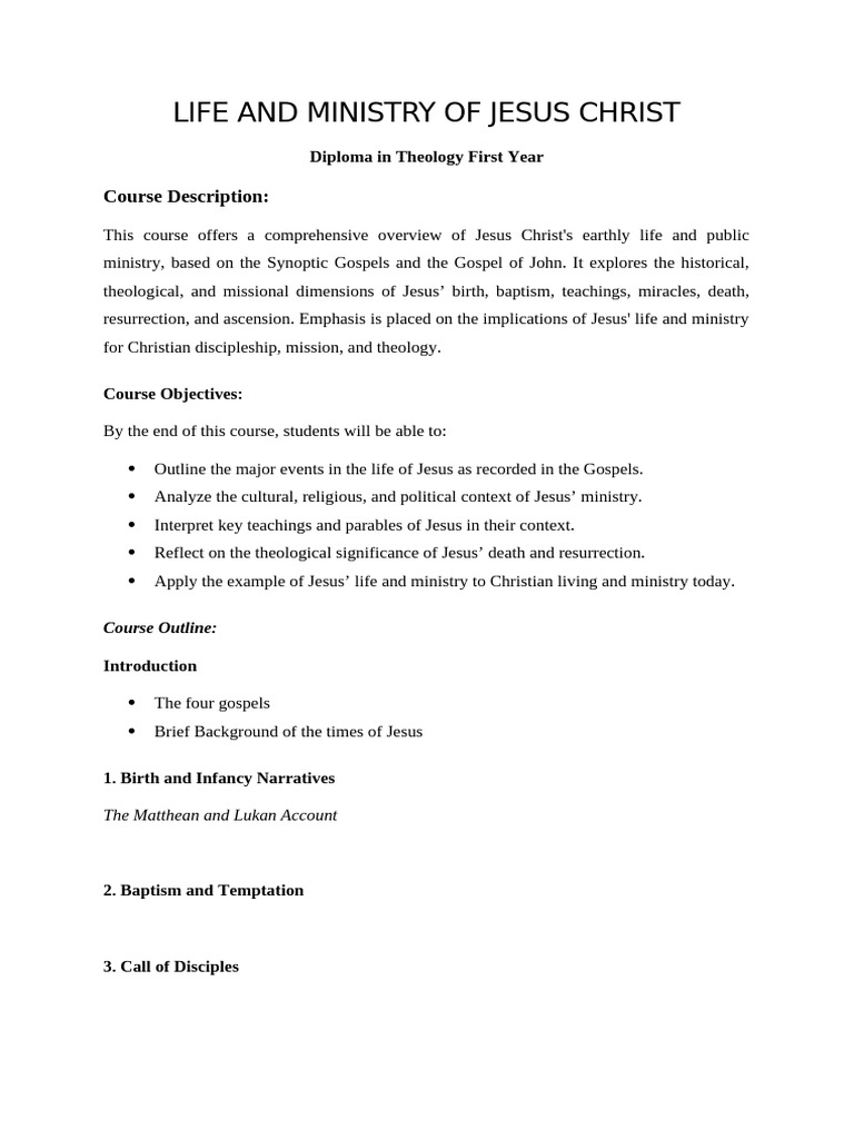 Overview of Jesus' Life and Ministry | PDF | Jesus | Ministry Of Jesus