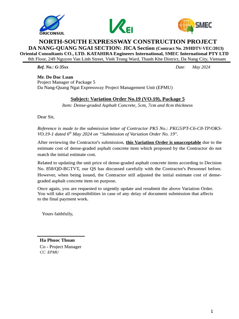 Letter - Returned VO19 PK No.5 | PDF
