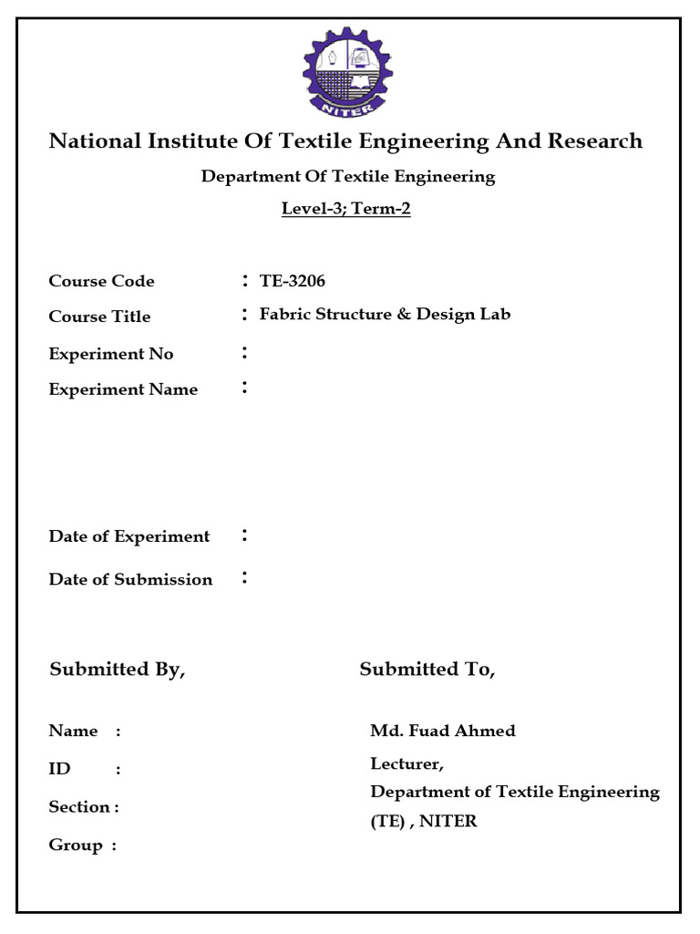 Fabric Structure & Design Lab Report | PDF