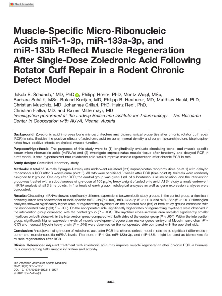Zoledronic Acid Enhances Muscle Regeneration | PDF | Real Time ...