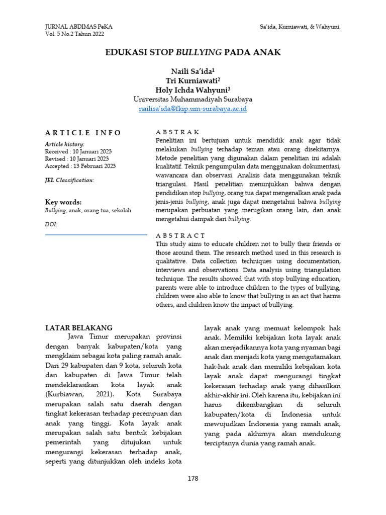 Edukasi Stop Bullying untuk Anak | PDF