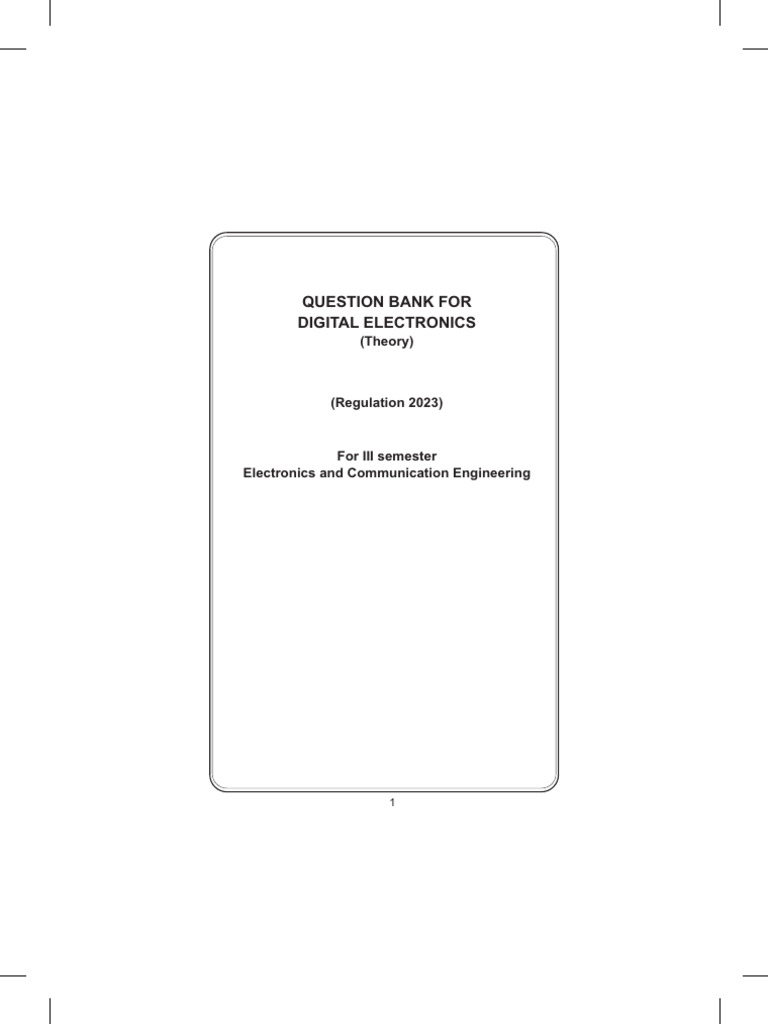 Digital Electronics Question Bank 2023 | PDF | Logic Gate | Electronics