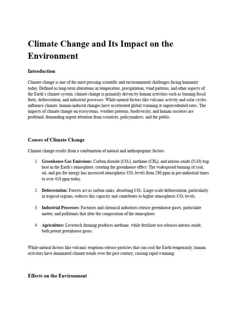 Climate Change: Causes and Effects | PDF | Climate Change | Climate ...