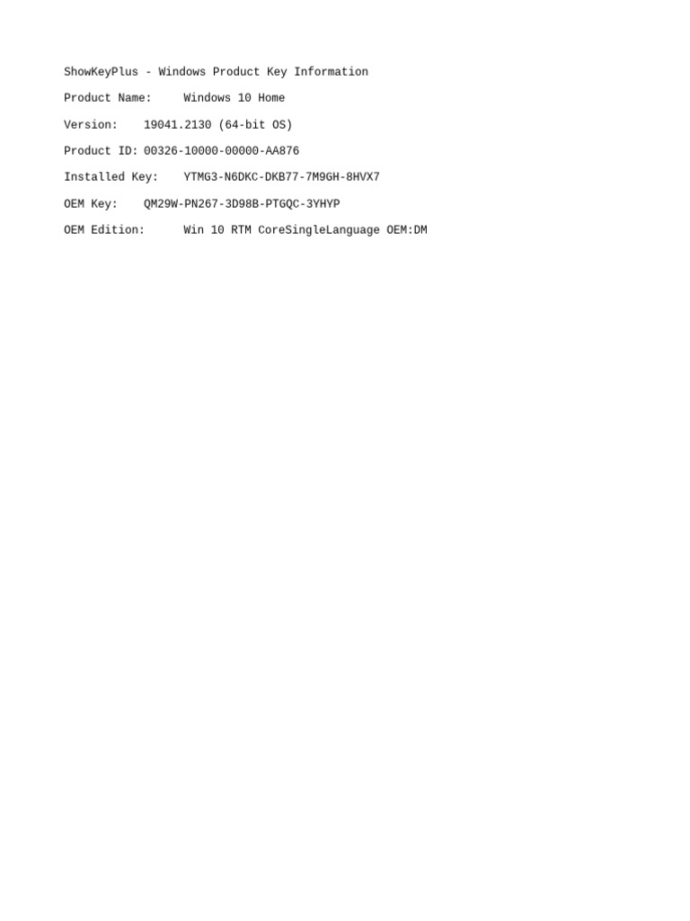 Windows 10 Home Product Key Details | PDF