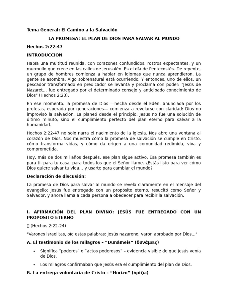 La Promesa El Plan de Dios para Salvar Al Mundo | PDF | Cristo (título ...