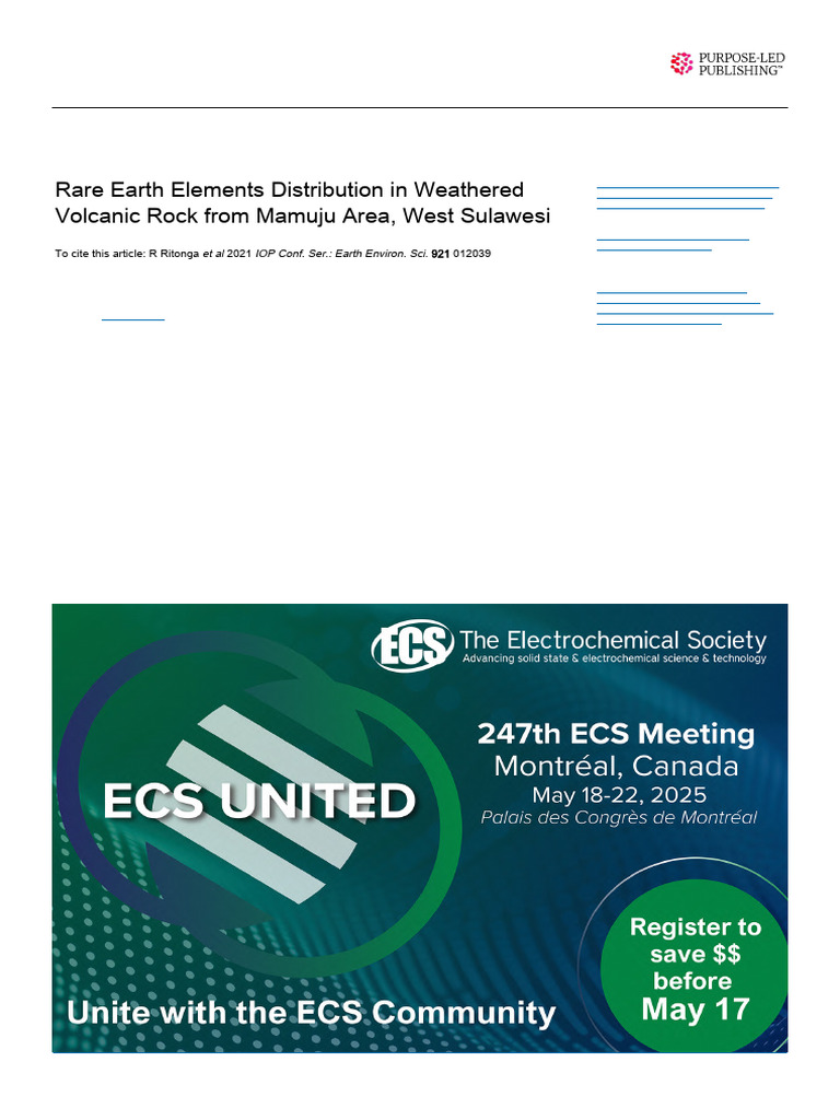 Rare Earth Elements Distribution in Mamuju, West Sulawesi | PDF | Rock ...