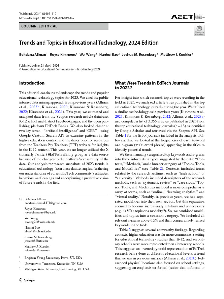 Allman, Et - Al (2024) - Trends and Topics in Educational Technology ...