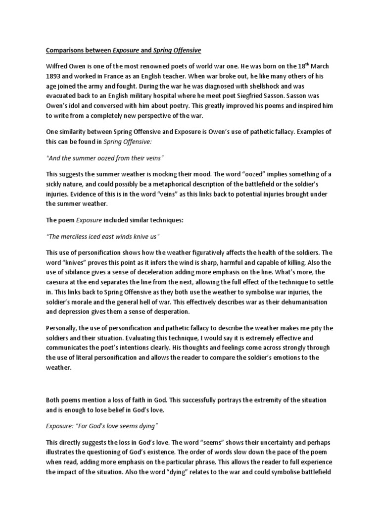 Comparisons Between Exposure and Spring Offensive | PDF ...