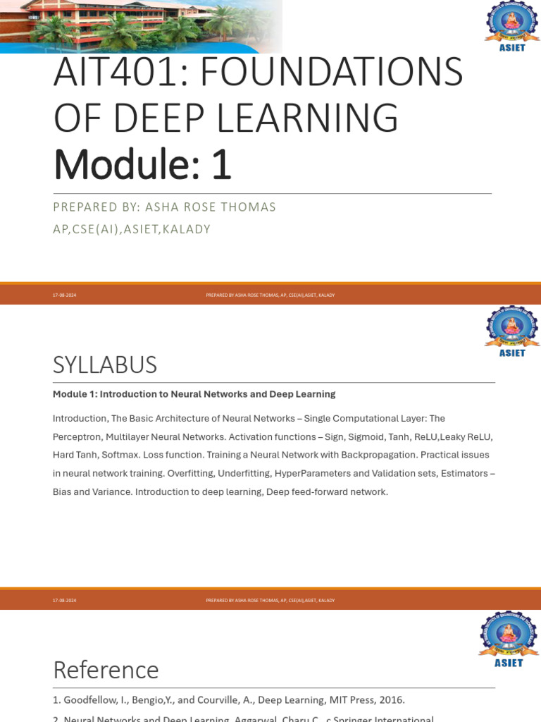 Deep Learning Foundations and Applications | PDF | Deep Learning | Mean ...
