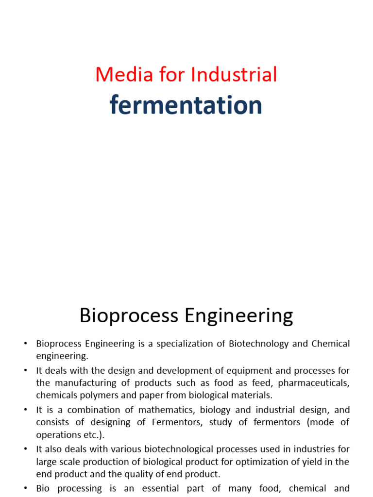 Industrial Fermenter Design and Media | PDF | Fermentation | Sugar