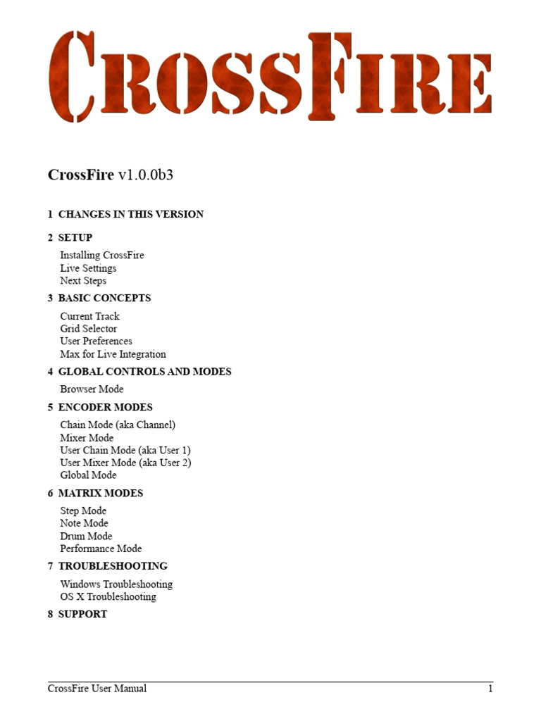 CrossFire User Manual Overview | PDF | Text File | Computer File