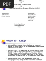 A Study On Marketing Communication at Marketing Advertising Research Solution