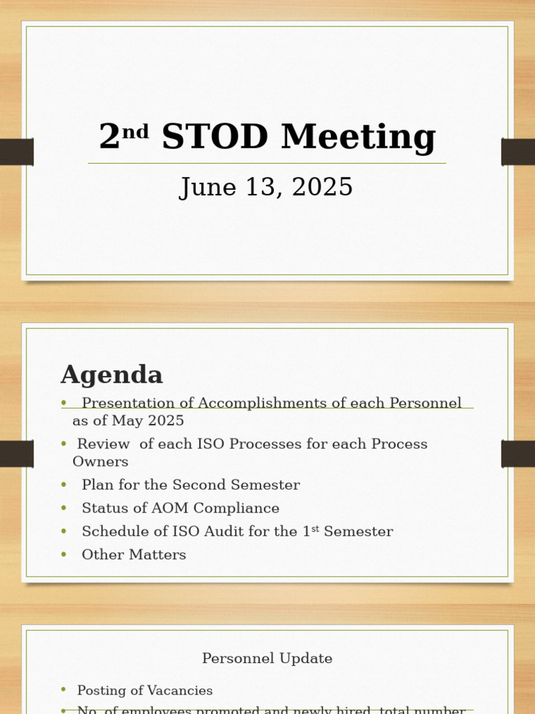 2nd STOD Meeting Agenda and Updates | PDF | Payments | Voucher
