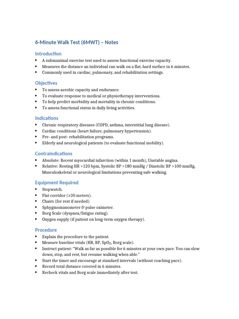 6MWT Notes | PDF