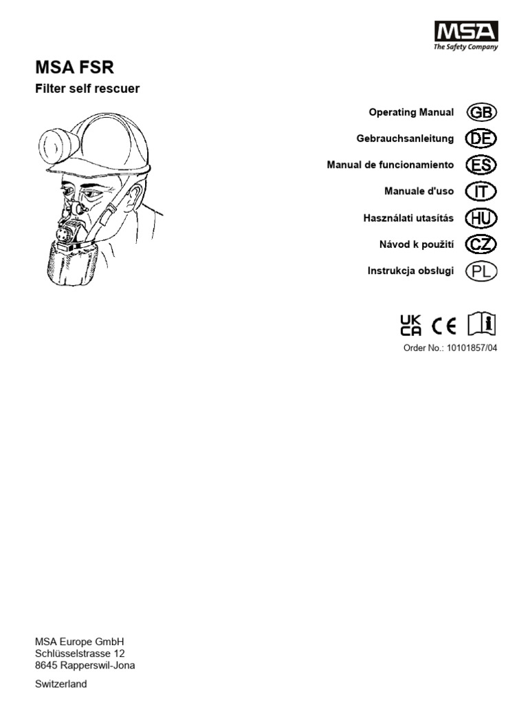 MSA FSR Filter Self-Rescuer Manual | PDF | Carbon Dioxide