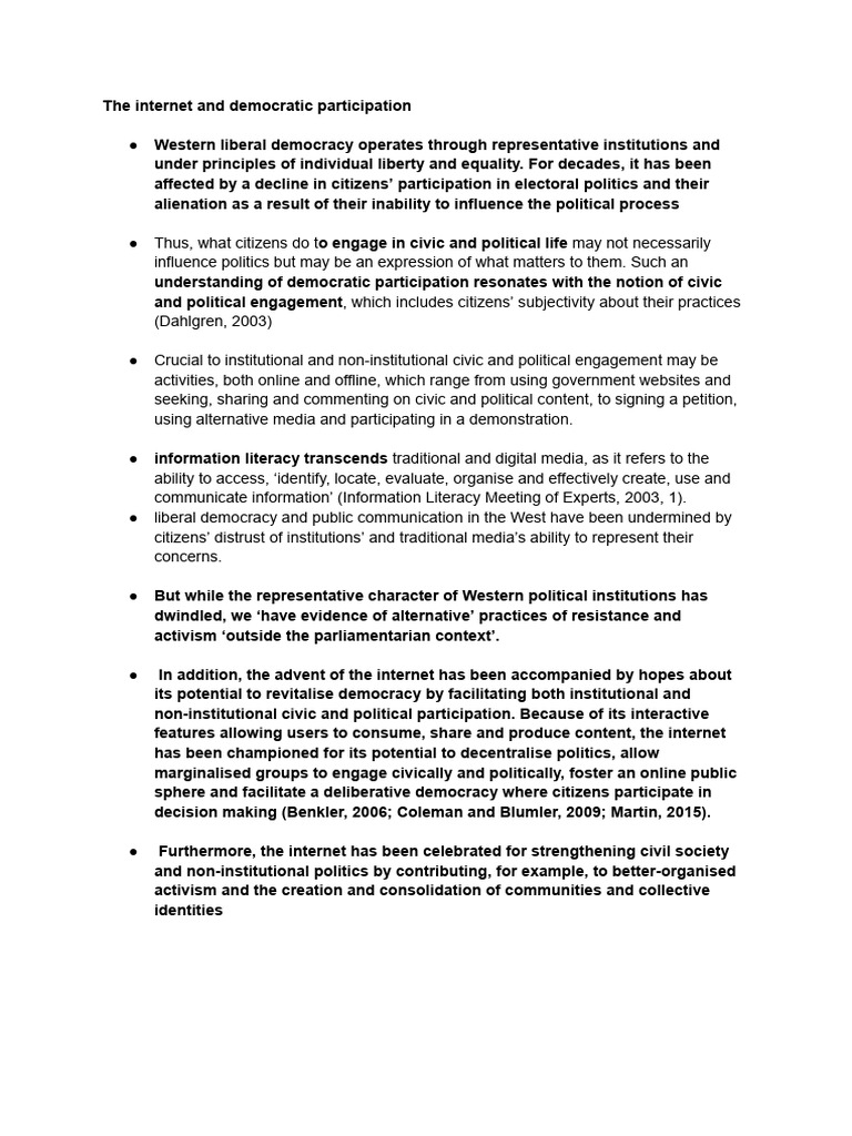 The Internet and Democratic Participation | PDF | Democracy | Political ...
