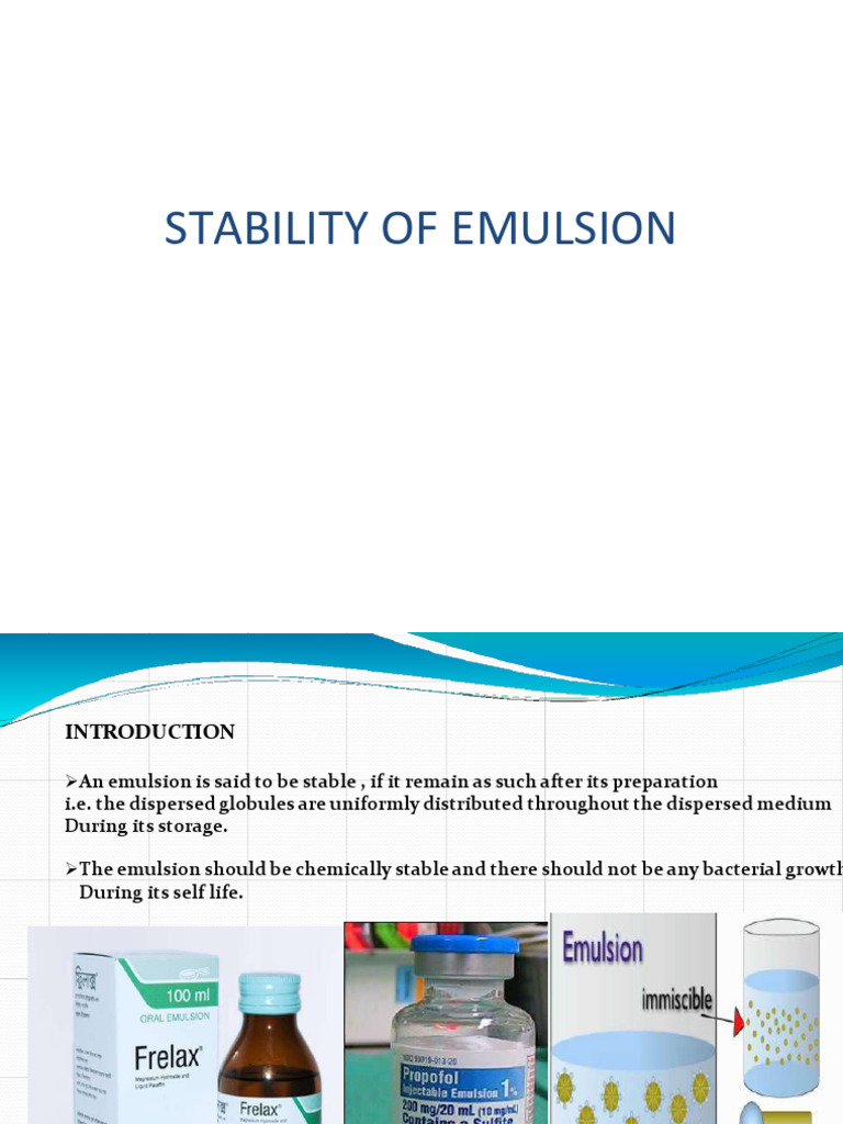 Emulsion Stability: Key Factors and Storage | PDF | Emulsion | Colloid