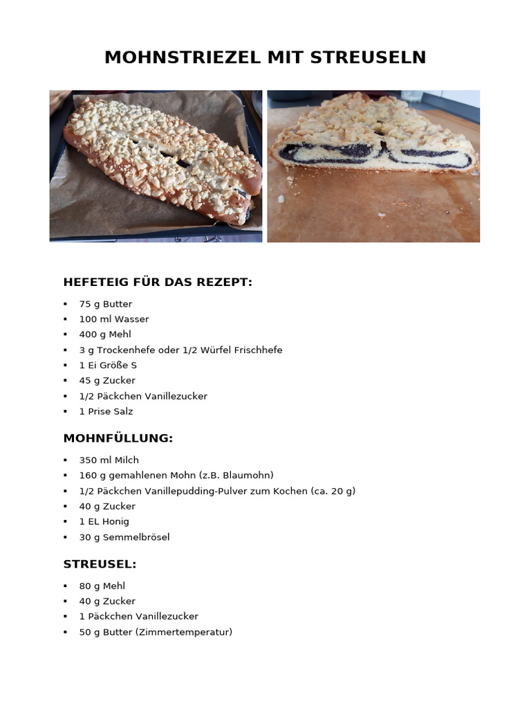 Mohnstriezel Mit Streuseln | PDF