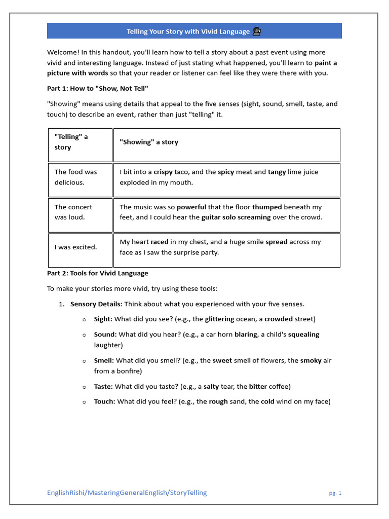 Mastering Vivid Storytelling Techniques | PDF | Senses | Taste