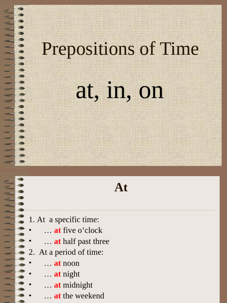 p3 Prepositions of Time at in On | PDF | Chess Openings | Chess