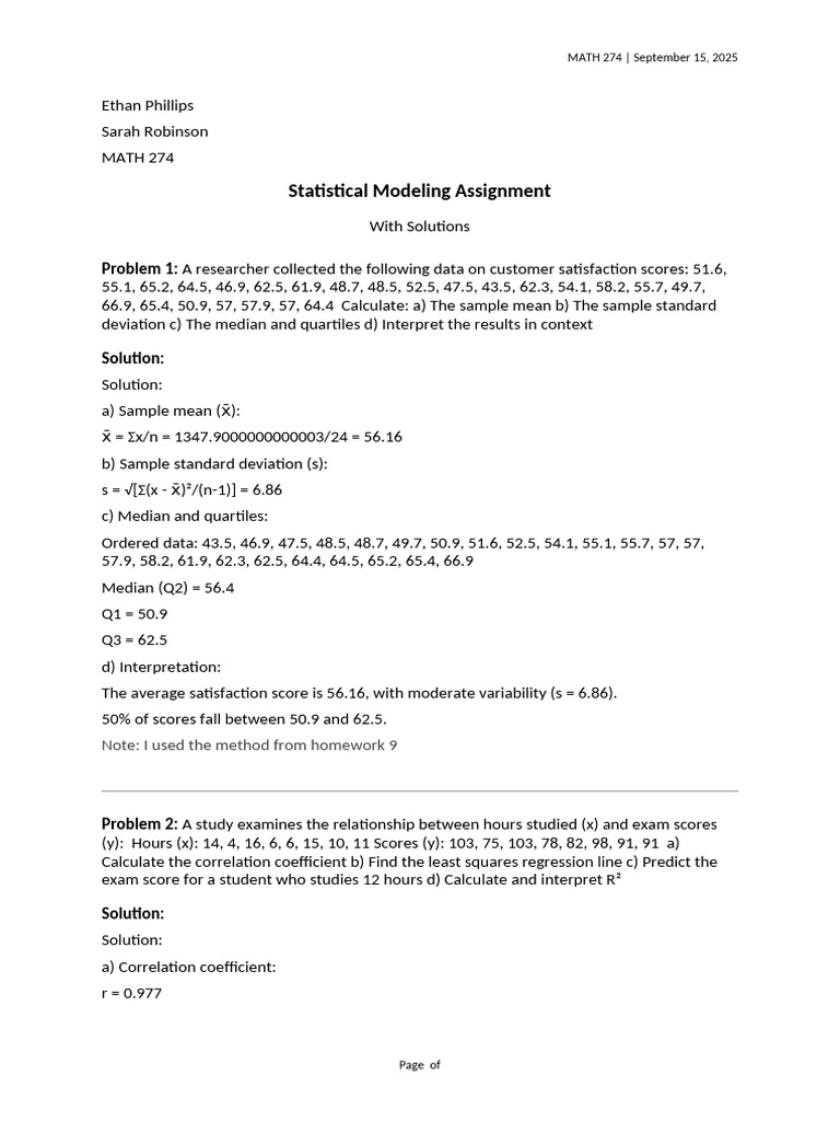 MATH 288W Statistics Solutions 5334 | PDF | Chi Squared Test | Chi ...