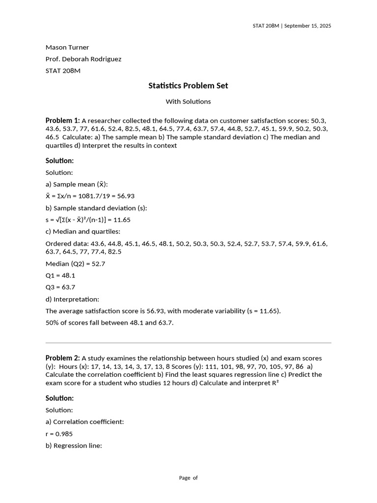 STAT 368 Statistics Solutions 7132 | PDF | Median | Standard Deviation