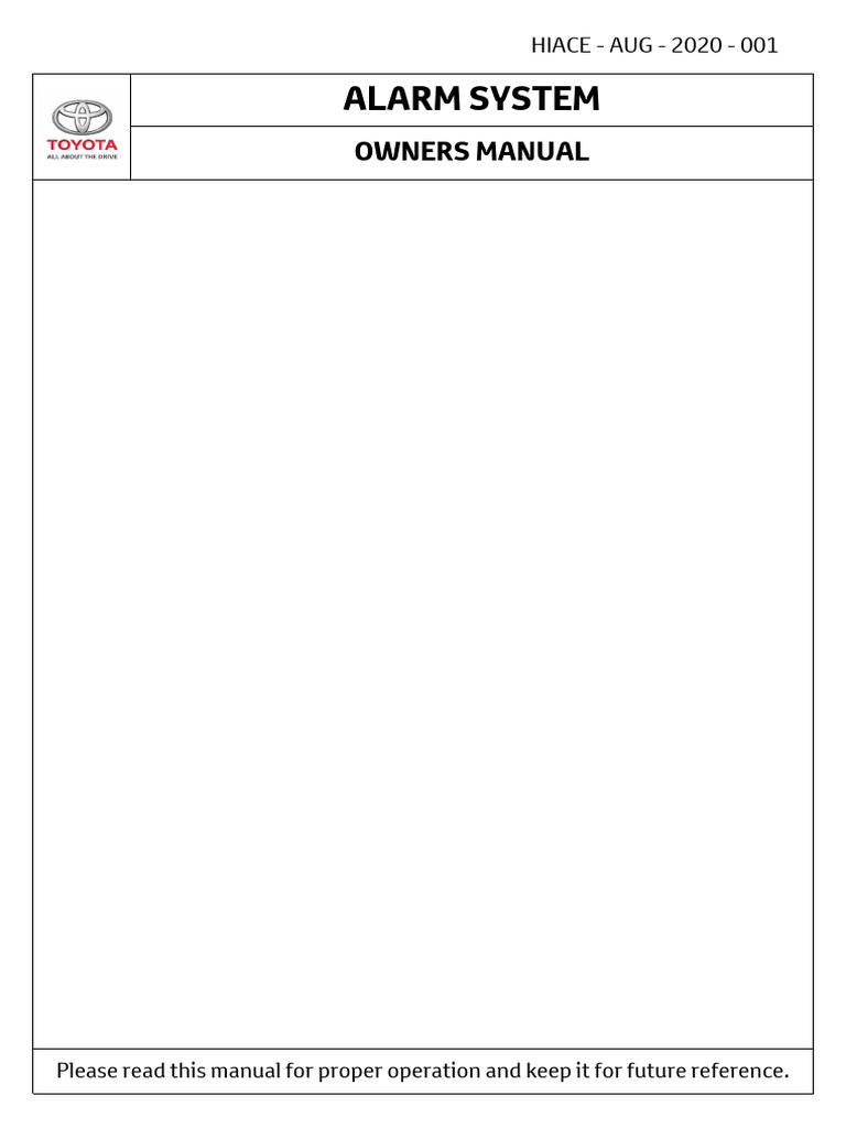 Alarm System Hiace | PDF | Motor Vehicle