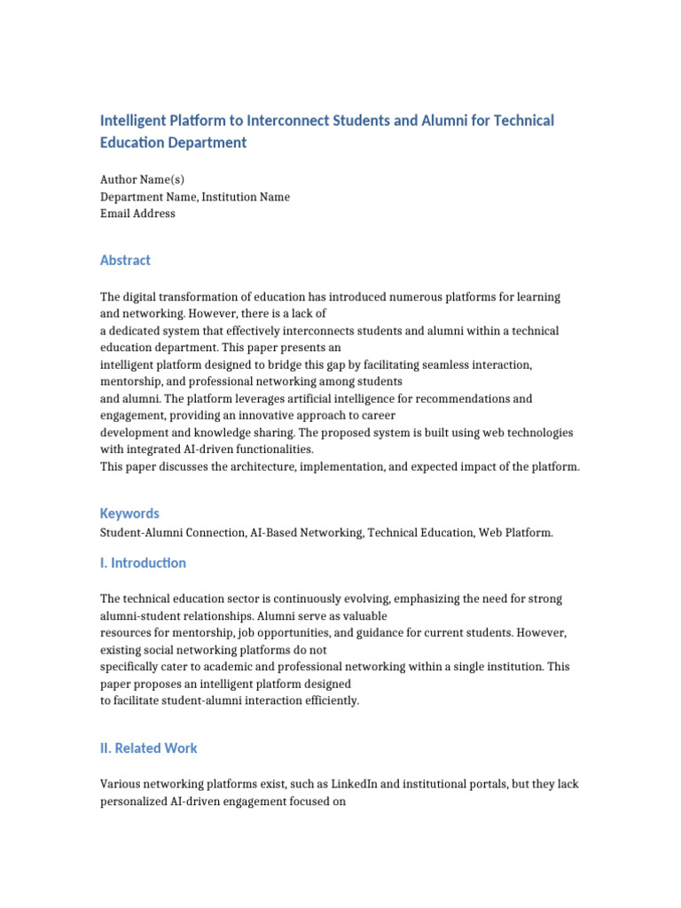 AI Platform for Student-Alumni Networking | PDF | Mentorship | Computer ...