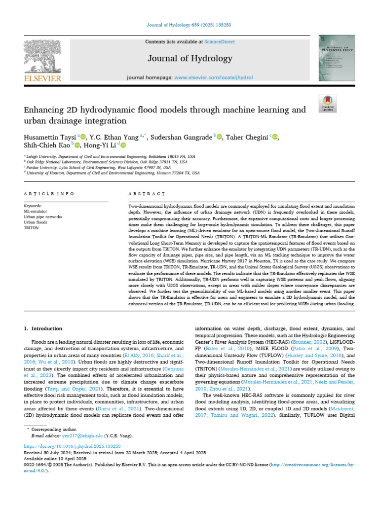 Machine Learning for Urban Flood Modeling | PDF | Flood | Earth Sciences